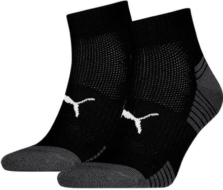Unisex quarter sportsokken met badstof zool 2 pack – Black – 35-38