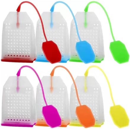 6 stuks siliconen thee infusers herbruikbare veilige losse blad theezakjes zeef filter (6 kleuren)