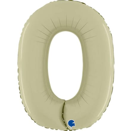 Folieballon Cijfer 0 Satin Olive green - 100 cm