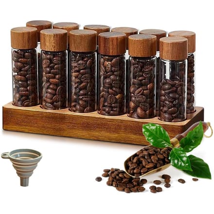 Opslag Koffiebonen Enkele Dosis 12 Buizen Multifunctioneel Draagbaar Koffiebonen Container Kelder met bruin