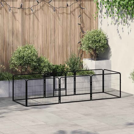 vidaXL - Hondenren - met - 8 - panelen - 80x60 - cm - staal - zwart