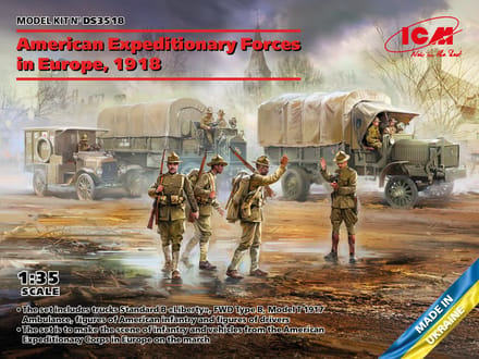 ICM Modelbouwpakket Militaire voertuigen - DS3518 American Expeditionary Forces in Europe 1918 Plastic - 1:35 - Modelbouw
