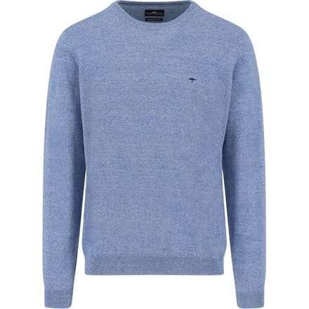 Fynch-Hatton Trui Supersoft Touch O-Neck Cotton Wool Blend Crystal Blue / male