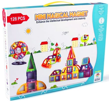Mini Magical Magnet – Magnetische Bouwstenen Speelset – 128-delig – Educatief Constructiespeelgoed – 3+ jaar – Creatief Magnetisch Speelgoed voor Kinderen