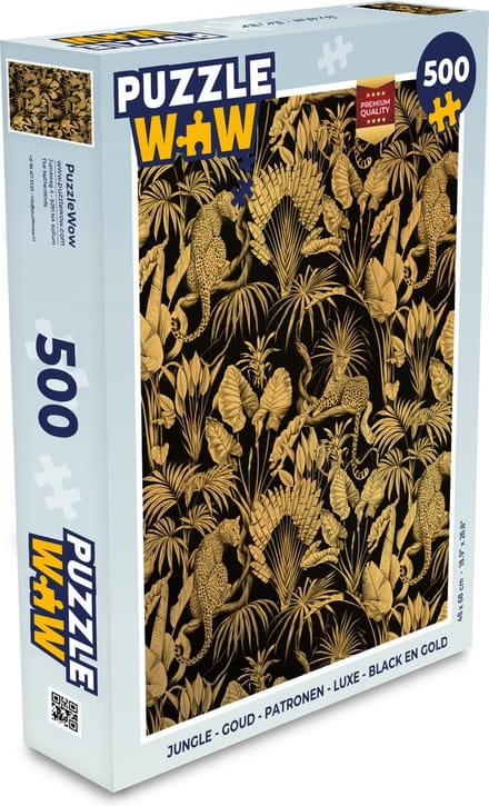 Puzzel Jungle - Goud - Patronen - Luxe - Black en gold - Legpuzzel - Puzzel 500 stukjes