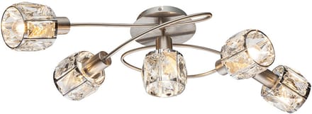 Plafondlamp armen gebogen glas kristal woonkamer eetkamer lamp chroom spot