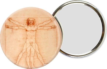 Lanzfeld - Zakspiegeltje Ø 80 mm - Make up spiegel - Leonardo da Vinci - Mens van Vitruvius