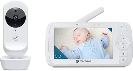 Videobabyfoon - Babycamera Monitor - Kinderkamer Bewaken - 5 Inch Scherm - 50 Meter Bereik - Wit