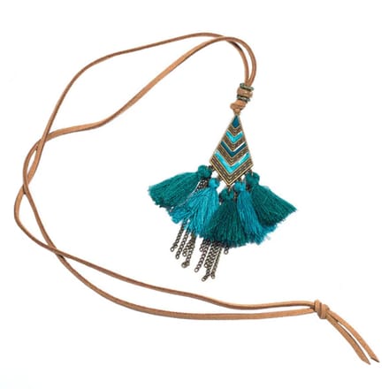 Lederen Tassel Ketting voor Dames - Blauw