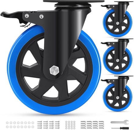 Heavy Duty Meubelwielen met Dubbele Rem - 125 mm - Tot 1000 kg