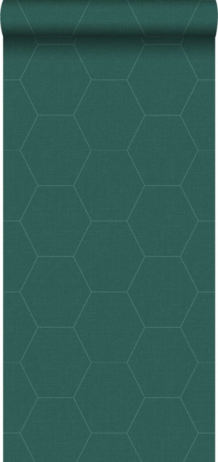 ESTAhome behang hexagon petrolgroen - 53 cm x 10.05 m - 148752