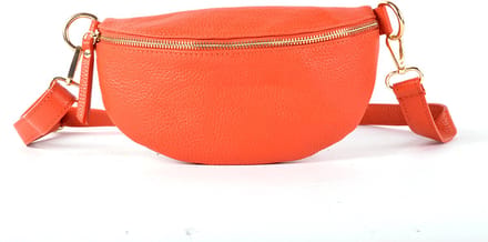 Giuliano Lederen Bumbag/Heuptas - donker oranje - made in Italy