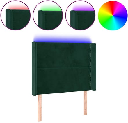 vidaXL - Hoofdbord - LED - 103x16x118/128 - cm - fluweel - donkergroen