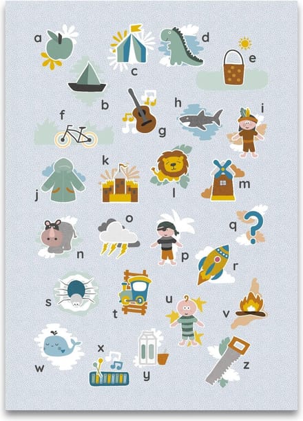 Maan Amsterdam Mijn alfabet poster - Blauw - 50 x 70 cm