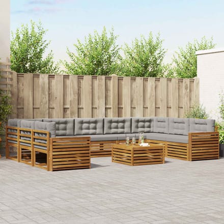 vidaXL - Buiten - bank - set - 10 - st - Natuurlijk - en - Licht - Grijs