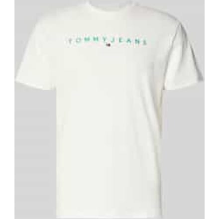 Tommy Hilfiger Tjm Regular Linear Logo Ecru/bahama Green Taglia: S | Magliette basic Outlet | Uomo | Verde