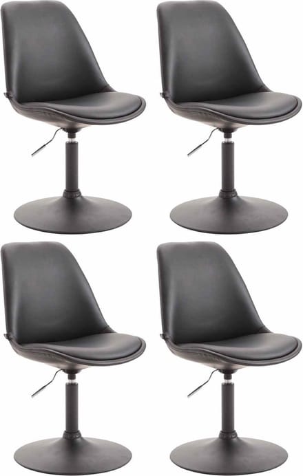 CLP Maverick Set van 4 Eetkamerstoelen - Kunstleer zwart zwart