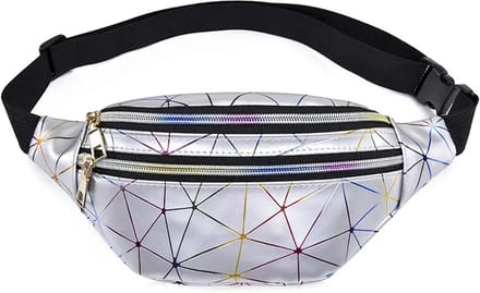 Heuptas - Geometric Zilver | Kunstleer/Polyester | 30 x 13 cm | Fashion Favorite