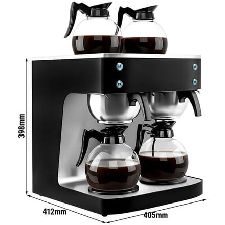GGM Gastro Doppel-Filterkaffeemaschine - 2x 1,8 Liter - mit 4 Warmhalteplatten - inkl. 2 Glaskannen