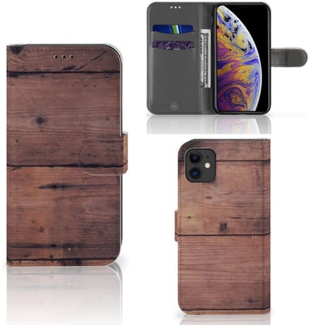 Book Case voor Apple iPhone 11 Book Style Case Old Wood