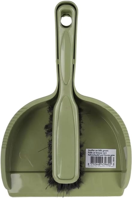 Stoffer en blik - Handveger set - Snelle schoonmaak - Compact kliksysteem - 30 cm diep - Groen