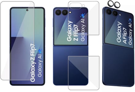 TechNow Folie Screenprotector + Camera Screen geschikt voor Samsung Galaxy Z Flip 7 Screenprotector - Gehard Glas - Rounded - Proteqt+