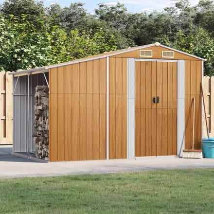 vidaXL - Tuinschuur - 277x192,5x179 - cm - gegalvaniseerd - staal - lichtbruin