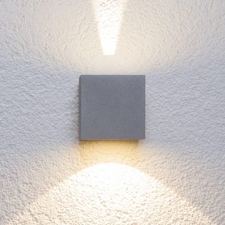 Lucande LED buiten wandlamp Jarno, zilver, metaal, 9cm