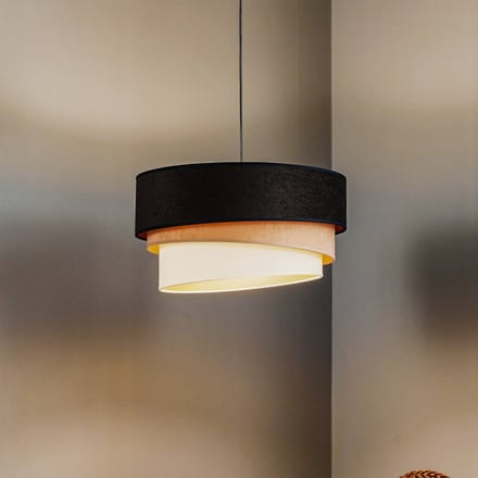 Duolla Hanglamp Devon, zwart/beige/ecru/goud Ø45cm