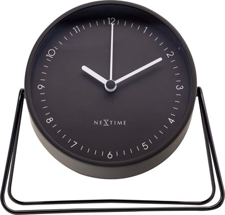 NeXtime Berlin Table – Tafelwekker – 14 × 13 × 7 cm – Metaal – Zwart – Stil