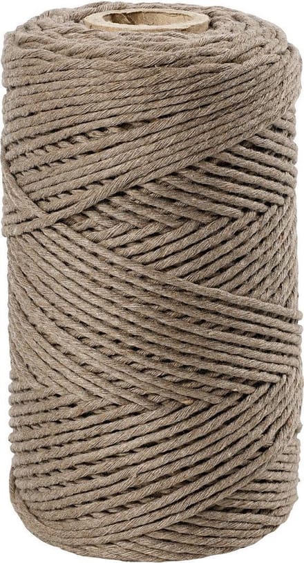Macramé koord. lichtbruin. L: 198 m. d: 2 mm. 330 gr - 1 rol