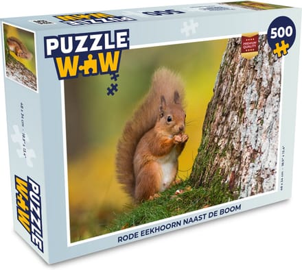Puzzel Rode eekhoorn naast de boom - Legpuzzel - Puzzel 500 stukjes