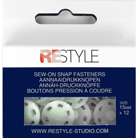 Aannaaidrukknopen 15 mm plastic, 12 stuks