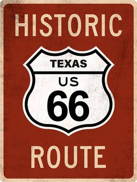 Signs USA - retro wandbord - dibond - Route 66 - Texas - 33 x 44 cm