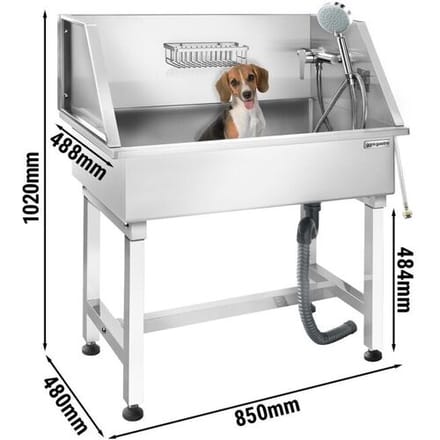 GGM Gastro Hondenbad - voorspoeldouche & antislipmat zilver