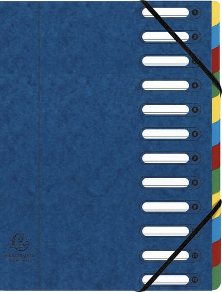Exacompta 6x Sorteermap HARMONIKA® met uitrekbare rug en uitgesneden vensters - 12 indelingen - Blauw - 55122E