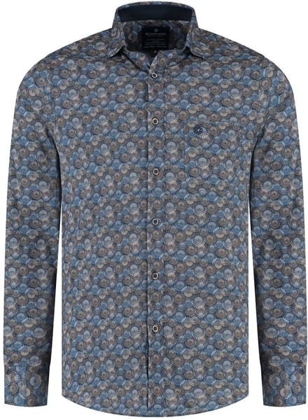 Fellows United Shirt lange mouw big circles Mid blue (52.6504 - 116)