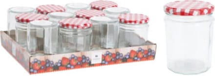 Jampot - inmaakpot - 450ml - met metalen deksel - set van 12 - glas