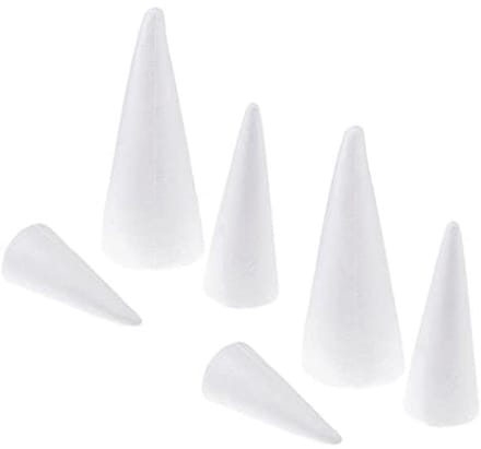 Polystyreen Foam Cones 15cm, 20cm, 25cm - Pack van 6 - Perfect voor Ambacht en Decoratie
