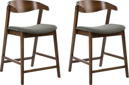 LILLY - Barstoel set van 2 - Donkerbruin/Groen - Polyester