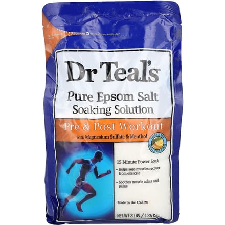 Dr. Teal's, Solution Corporelle Sel d'Epsom Pur, Pré/Post Entraînement, Agrumes & Menthe, 3 lbs (1,36 kg)