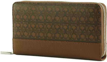 COCCINELLE Leren portemonnee Coated Monogram Zip Around Wallet Multi Cognac / Cognac bruine