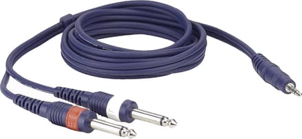 DAP Audio Mini Jack naar 2x Jack Mono Overgangskabel 1,5m - Mini Jack Stereo naar 2x Mono Jack - 1,5m