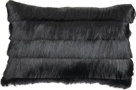 groot kussen franjes zwart 40x60cm