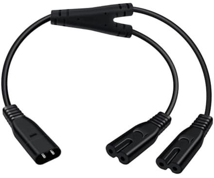 Voedingskabel Splitter - Verlengkabel C8 C7 - Apparaten Aansluiten - 1 op 2 Uitbreiding - 0.3 Meter - Zwart