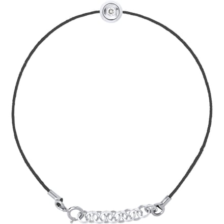 Diamond Bracelet 0,05 Cts Clos Set met Zwarte Nylon 925