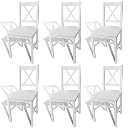 vidaXL - Eetkamerstoelen - 6 - st - grenenhout - wit