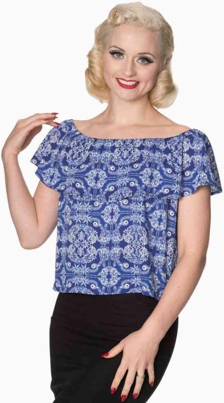 Dancing Days - CELESTIAL Off shoulder top - M - Blauw