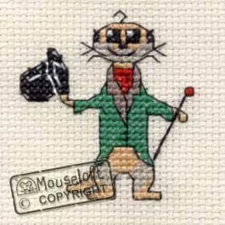 Mini Borduurpakketje ( 6 x 6 cm )  Aristo Kat - Mouseloft