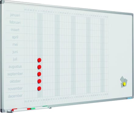 Planbord Softline profiel 8mm Jaar GB, incl. dagstroken - Engelse uitvoering - Jaarplanner - 90x120cm